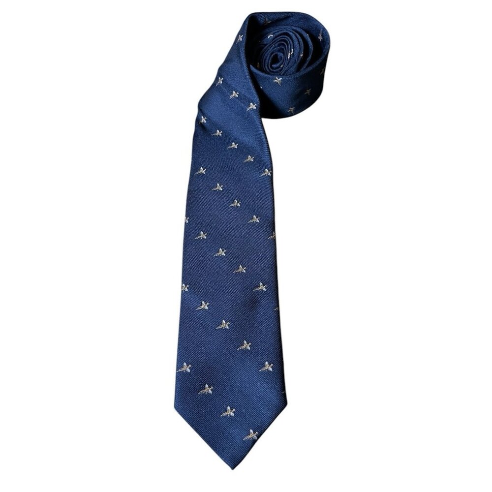 First Avenue Tie Pheasant Patterned Mens Poly/Silk Country Hunting Shooting Navy